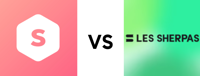 Logos des deux sites comparés : Superprof versus Les Sherpas